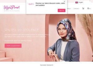How hijabplanet.com looks like on a tablet such as an iPad.