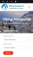 How hikingannapurna.com looks like on a mobile device such as an iPhone.