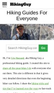 How hikingguy.com looks like on a mobile device such as an iPhone.