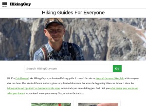 How hikingguy.com looks like on a tablet such as an iPad.