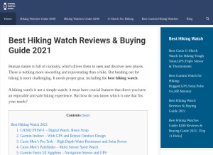 How hikingwatchguru.com looks like on a tablet such as an iPad.