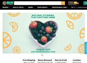 How hilifevitamins.com looks like on a tablet such as an iPad.