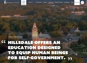 How hillsdale.edu looks like on a tablet such as an iPad.