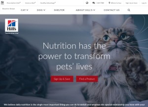 How hillspet.com looks like on a tablet such as an iPad.