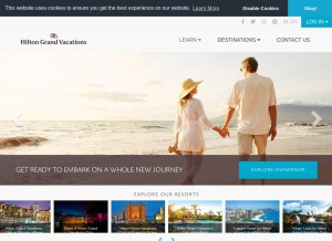 How hiltongrandvacations.com looks like on a tablet such as an iPad.
