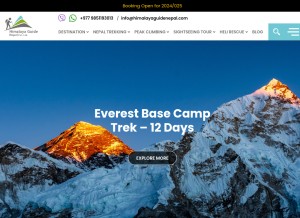 How himalayaguidenepal.com looks like on a tablet such as an iPad.