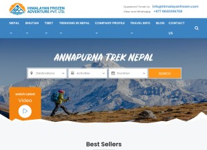 How himalayanfrozen.com looks like on a tablet such as an iPad.