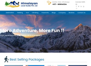 How himalayanlocalguide.com looks like on a tablet such as an iPad.