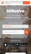 How hinative.com looks like on a mobile device such as an iPhone.