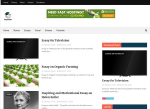 How hindienglishstories.in looks like on a tablet such as an iPad.