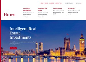 How hines.com looks like on a tablet such as an iPad.