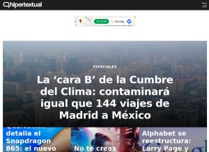 How hipertextual.com looks like on a tablet such as an iPad.