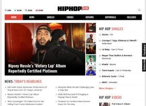 How hiphopdx.com looks like on a tablet such as an iPad.