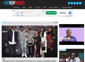 How hiphopwired.com looks like on a tablet such as an iPad.