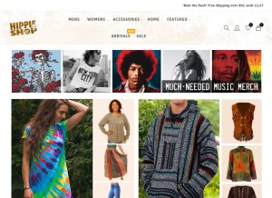 How hippieshop.com looks like on a tablet such as an iPad.