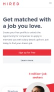 How hired.com looks like on a mobile device such as an iPhone.