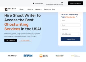 How hireghostwriter.us.com looks like on a tablet such as an iPad.