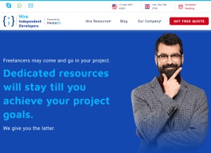 How hireindependentdevelopers.com looks like on a tablet such as an iPad.