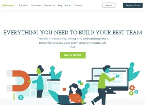 How hireology.com looks like on a tablet such as an iPad.