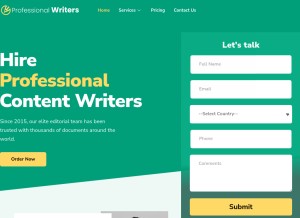How hireprofessionalwriters.com looks like on a tablet such as an iPad.