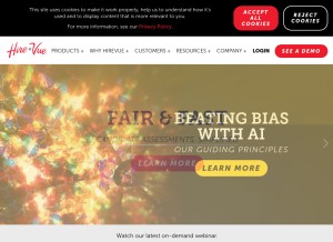 How hirevue.com looks like on a tablet such as an iPad.