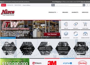 How hisco.com looks like on a tablet such as an iPad.