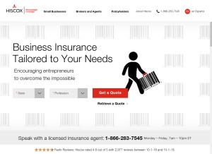 How hiscox.com looks like on a tablet such as an iPad.