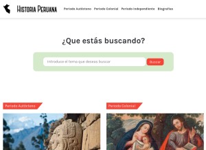 How historiaperuana.pe looks like on a tablet such as an iPad.