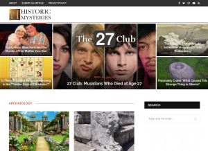 How historicmysteries.com looks like on a tablet such as an iPad.