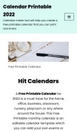 How hitcalendars.com looks like on a mobile device such as an iPhone.