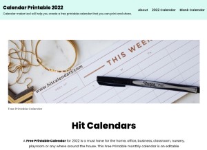 How hitcalendars.com looks like on a tablet such as an iPad.