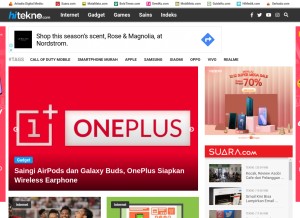 How hitekno.com looks like on a tablet such as an iPad.