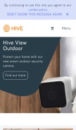 How hivehome.com looks like on a mobile device such as an iPhone.