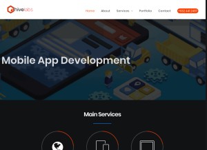 How hivelabstech.com looks like on a tablet such as an iPad.