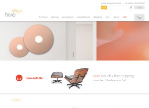 How hivemodern.com looks like on a tablet such as an iPad.
