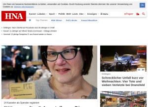 How hna.de looks like on a tablet such as an iPad.