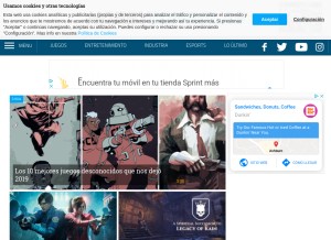 How hobbyconsolas.com looks like on a tablet such as an iPad.