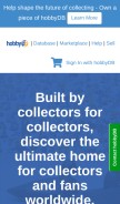 How hobbydb.com looks like on a mobile device such as an iPhone.
