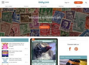 How hobbylark.com looks like on a tablet such as an iPad.