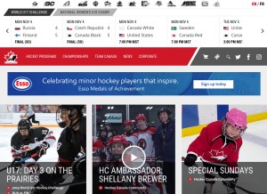 How hockeycanada.ca looks like on a tablet such as an iPad.