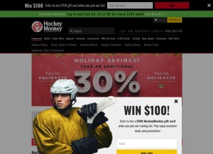 How hockeymonkey.com looks like on a tablet such as an iPad.