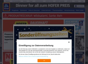 How hofer.at looks like on a tablet such as an iPad.