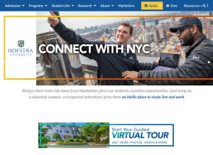 How hofstra.edu looks like on a tablet such as an iPad.