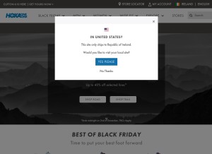 How hokaoneone.com looks like on a tablet such as an iPad.
