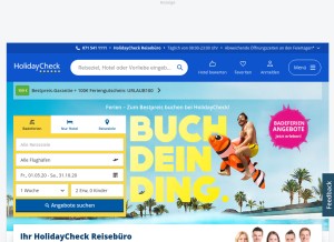 How holidaycheck.ch looks like on a tablet such as an iPad.