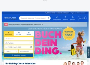 How holidaycheck.de looks like on a tablet such as an iPad.