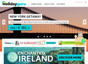 How holidayguru.ie looks like on a tablet such as an iPad.