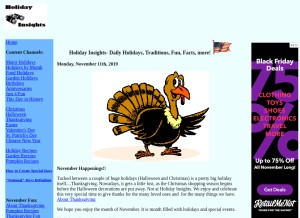 How holidayinsights.com looks like on a tablet such as an iPad.