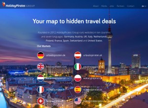 How holidaypirates.group looks like on a tablet such as an iPad.
