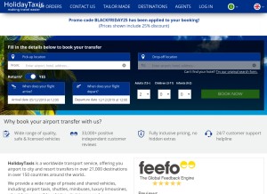 How holidaytaxis.com looks like on a tablet such as an iPad.